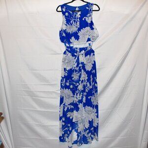 Shelby & Palmer, Dress, 16	, Floral Print - Blue & White, Hi-Lo Maxi Party Dress
